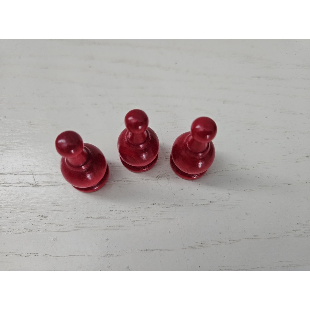 Vintage 1964 Parcheesi Gold Seal Edition Replacement Parts RED Wood Pieces 3 - Picture 2 of 3